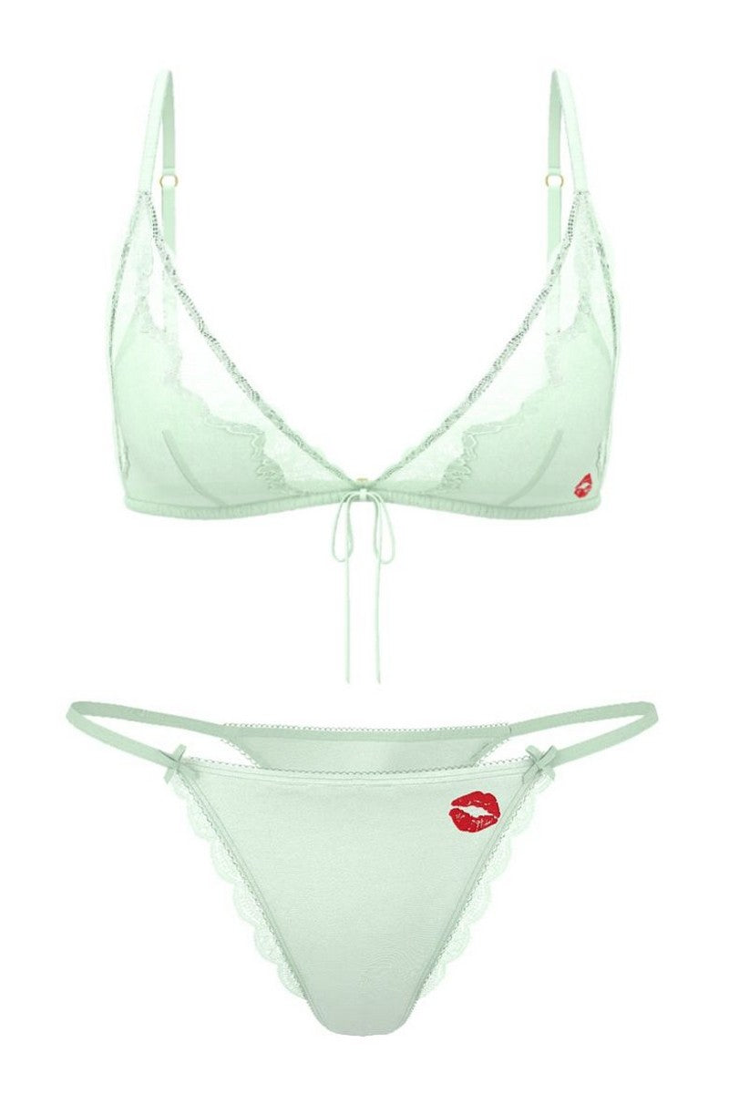 Комплект білизни з вишивкою 489430980 green Victoria`s Secret