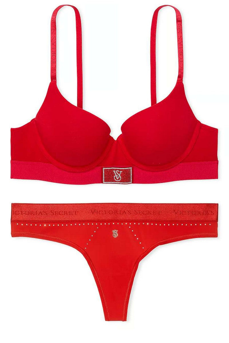 Комплект белья со стразами 74669133 red