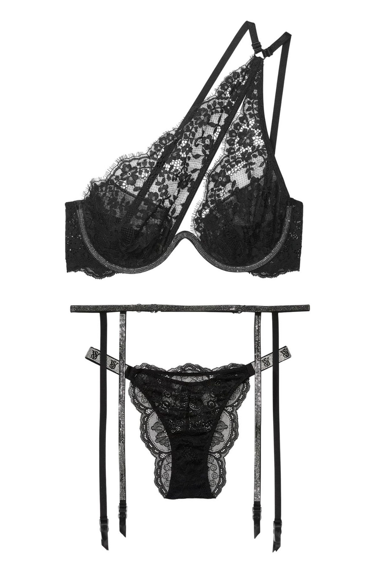 Кружевной комплект со стразами 948432030 black