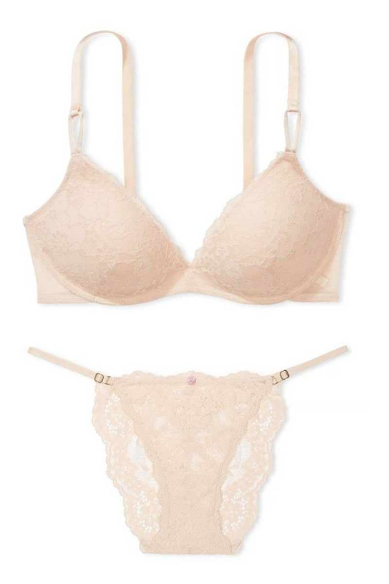 Кружевной комплект пуш-ап 970401323 beige