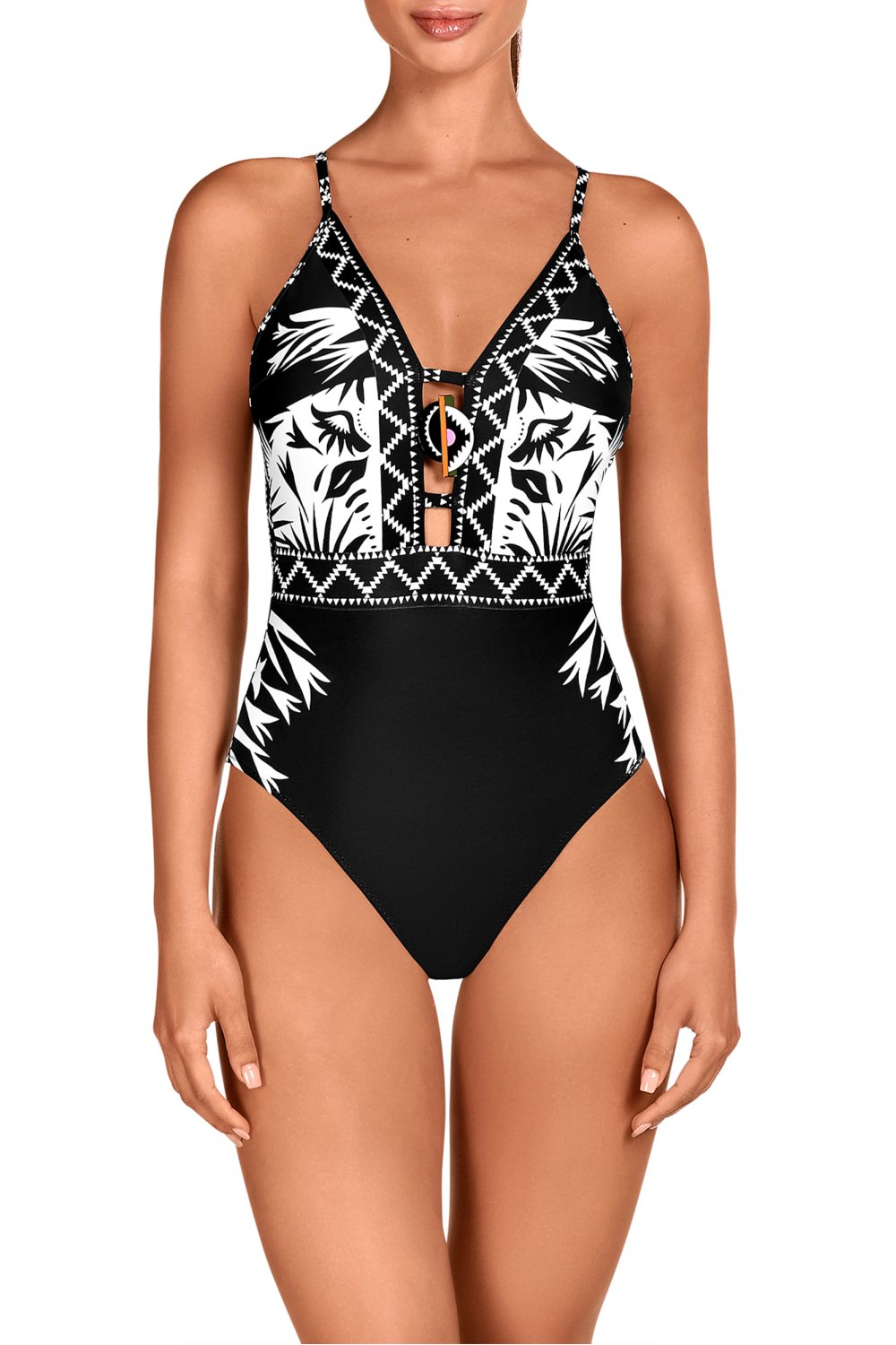 Суцільний купальник 1621 black/white