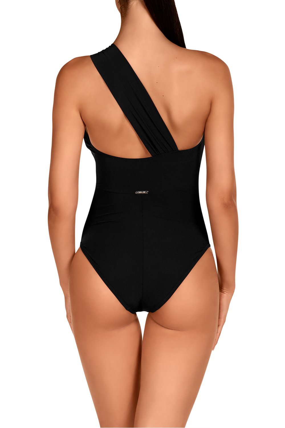 Суцільний купальник на одне плече 1686 black