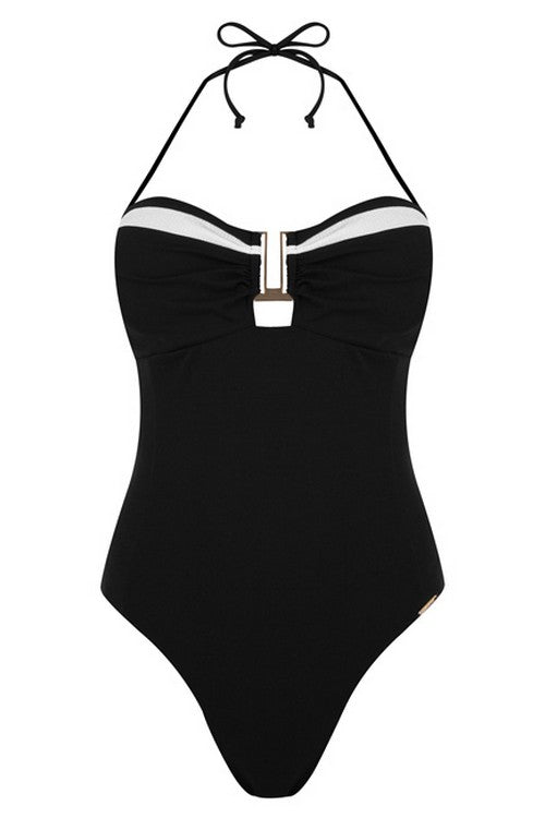 Суцільний купальник бандо 1691 black/white