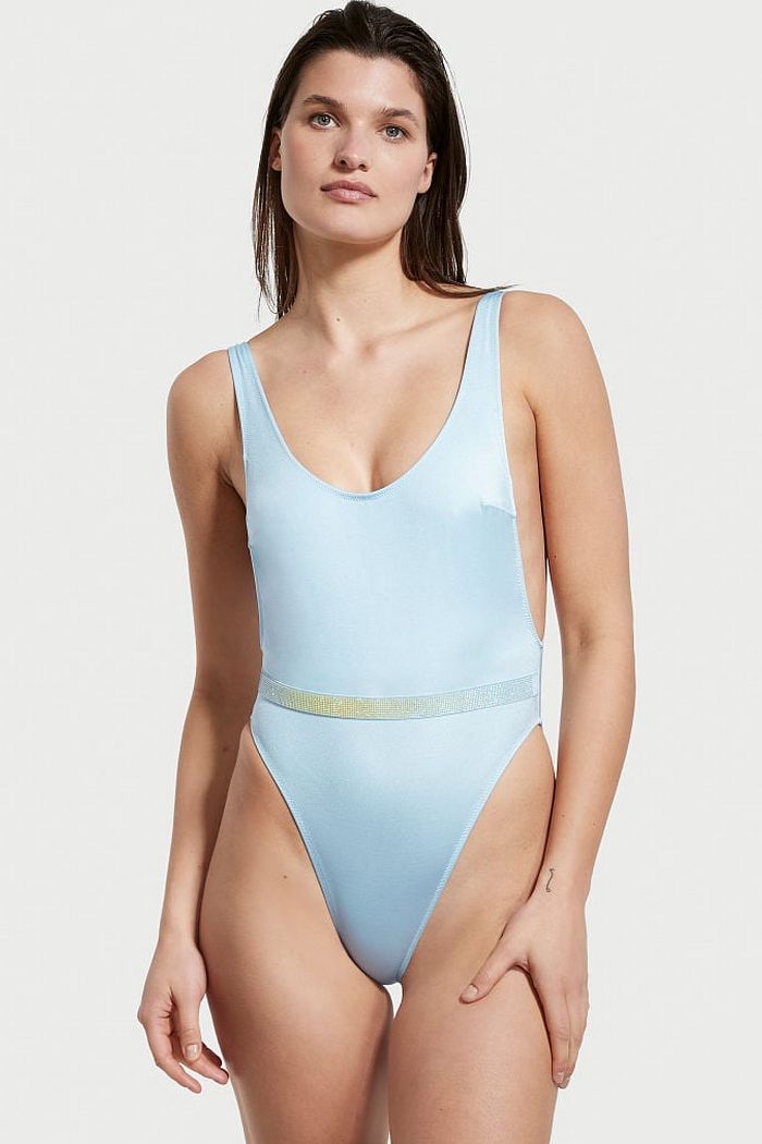 Суцільний купальник зі стразами 175015470