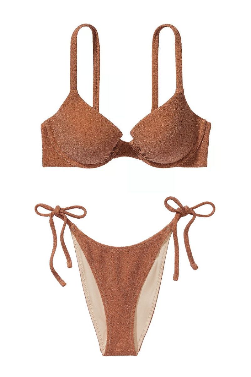 Купальник бикини с люрексом 218505797 brown