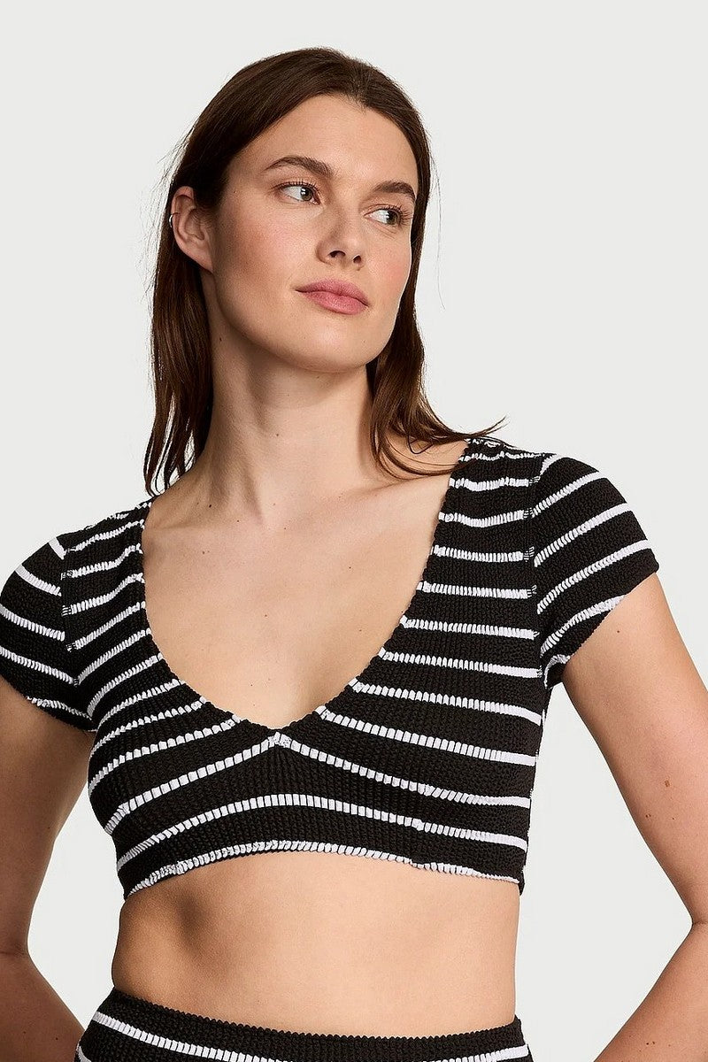 Роздільний купальник у рубчик 9934611 black/white Victoria`s Secret