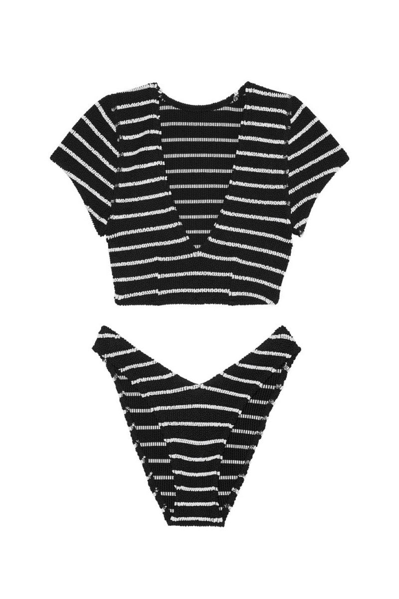 Роздільний купальник у рубчик 9934611 black/white Victoria`s Secret