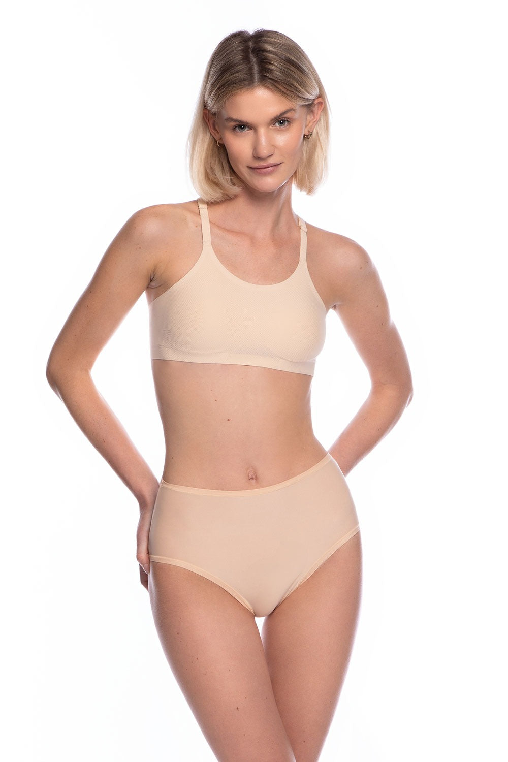 Эластичные высокие трусики слип FIT6000MD-06 beige