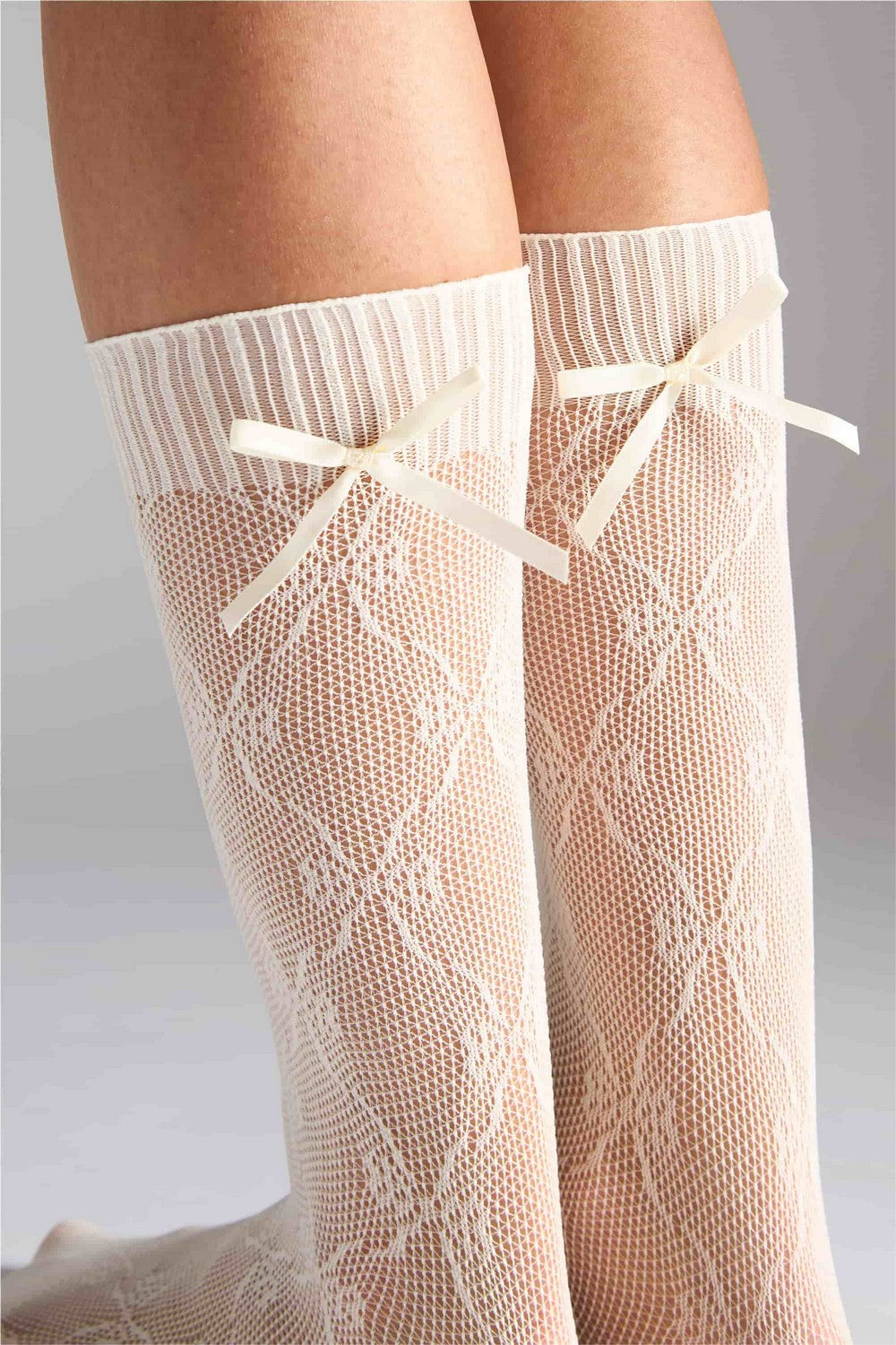 Ажурные гольфы G22 Socks Ajour Bow (2 пары) сream