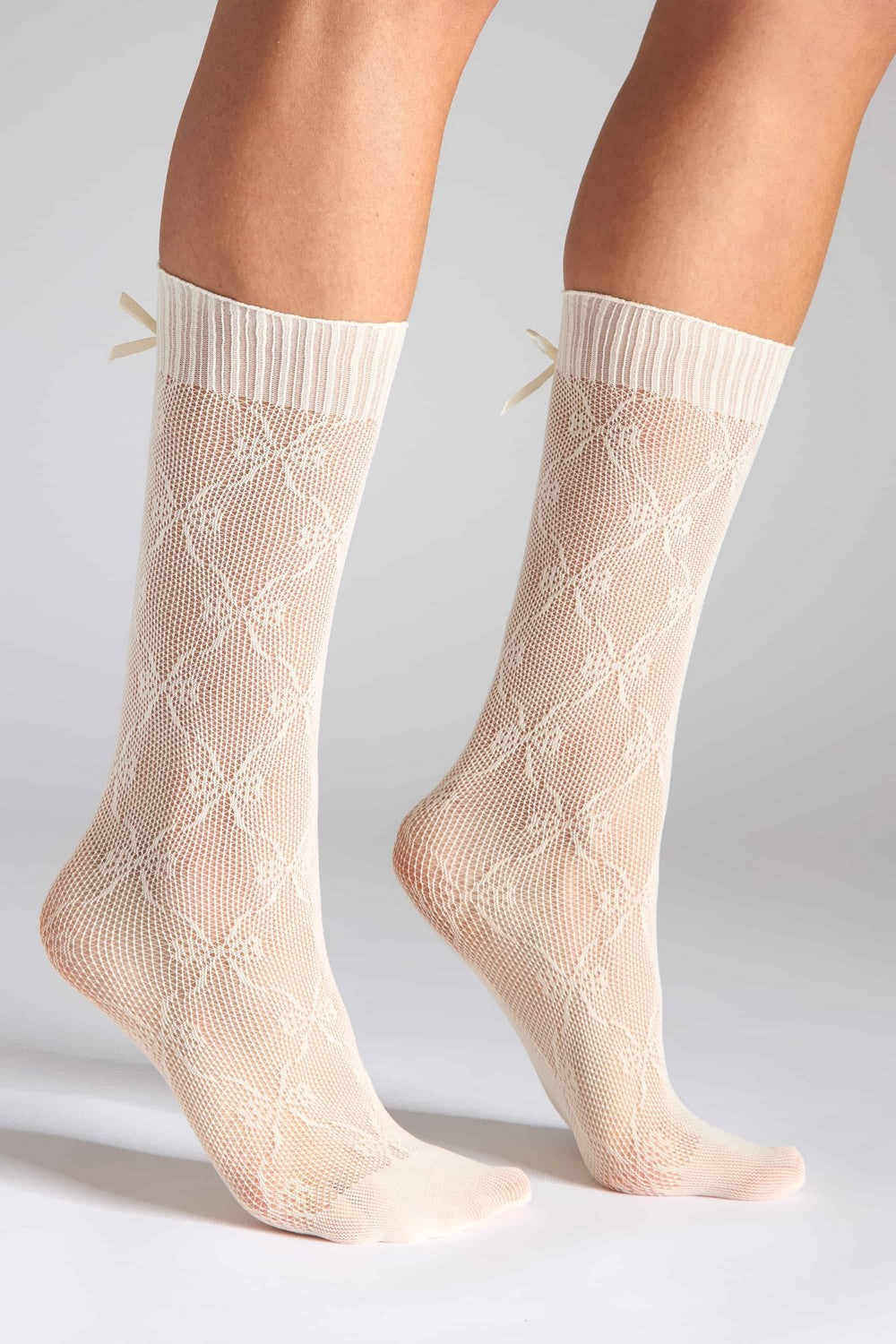 Ажурные гольфы G22 Socks Ajour Bow (2 пары) сream