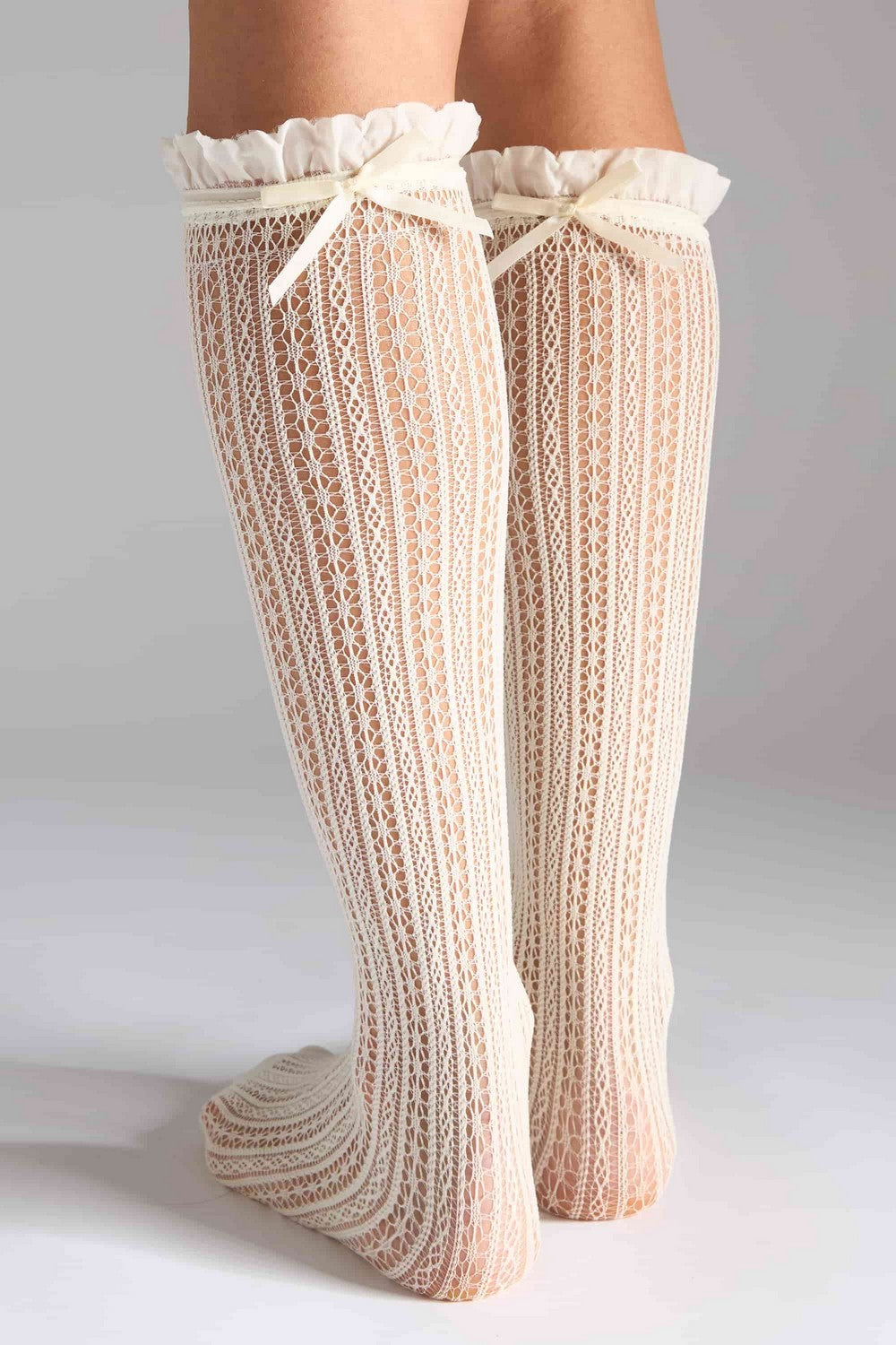 Ажурные гольфы G23 Knee High Ajour Bow (2 пары) сream