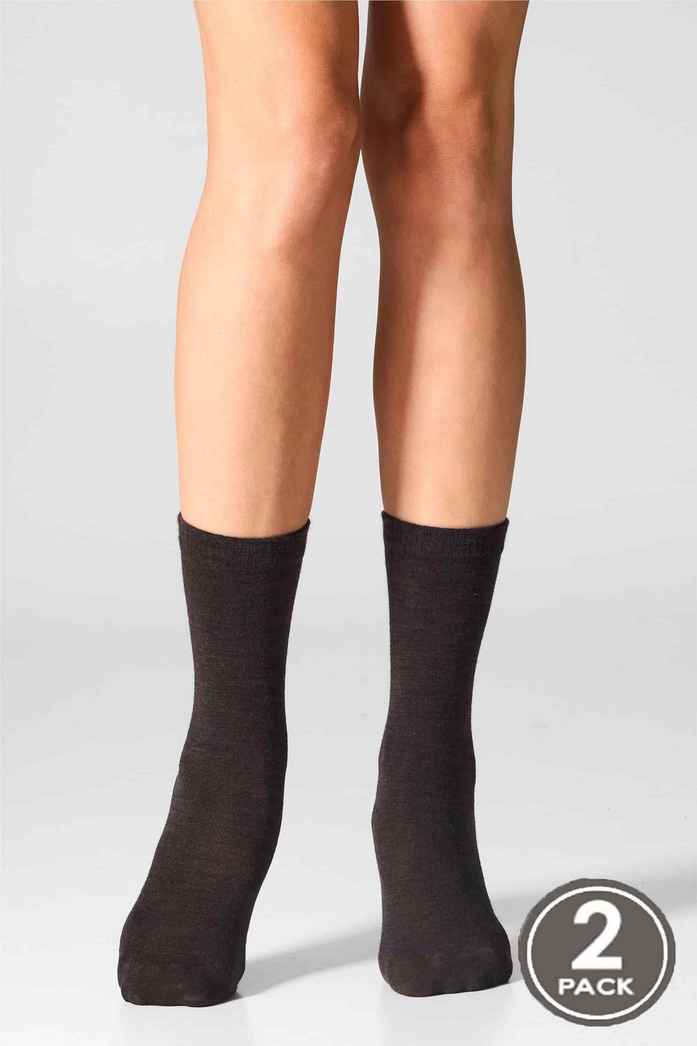 Высокие носки W25 Merino Smooth (2 пары) brown melange