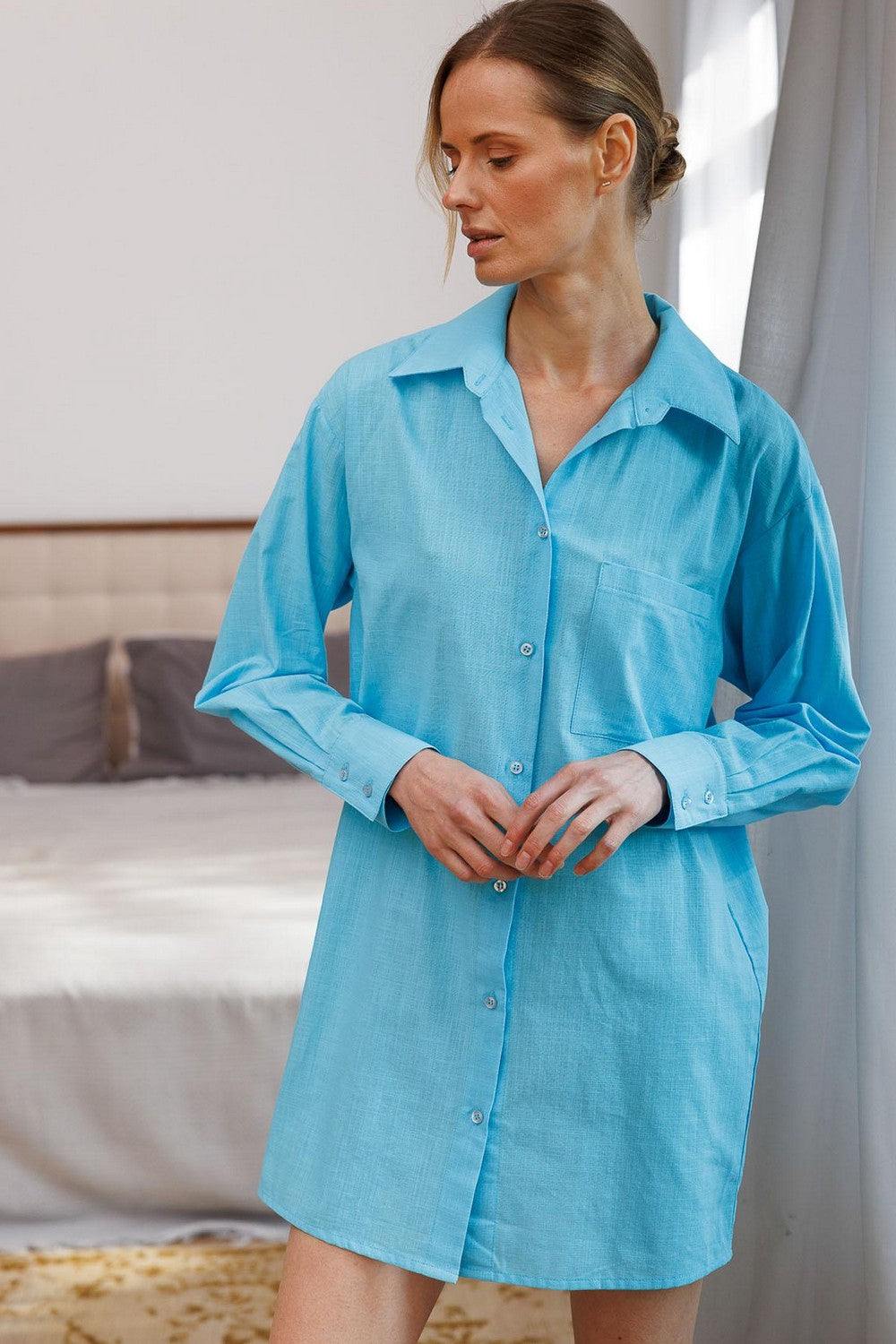 Хлопковый халат на пуговицах 1165/69018