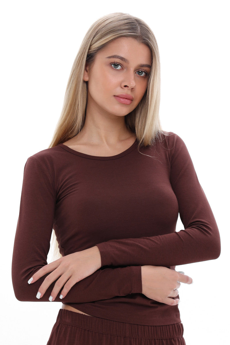 Лонгслив из модала Шоколад 25014