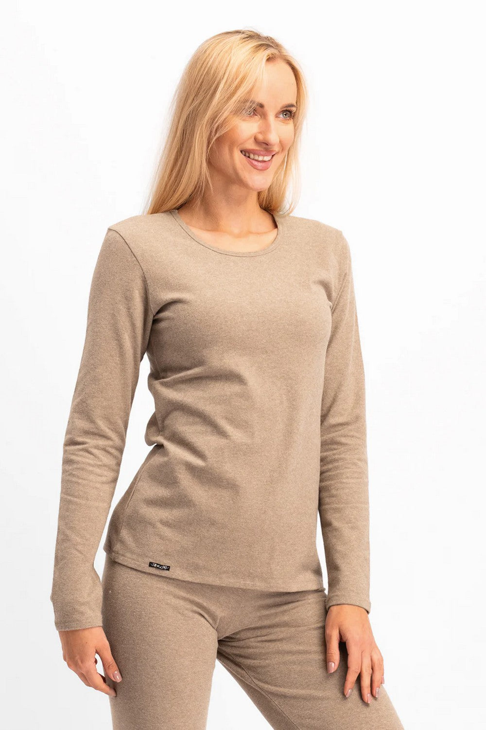 Хлопковый термолонгслив LVD 729 1 Hot Touch caramel beige