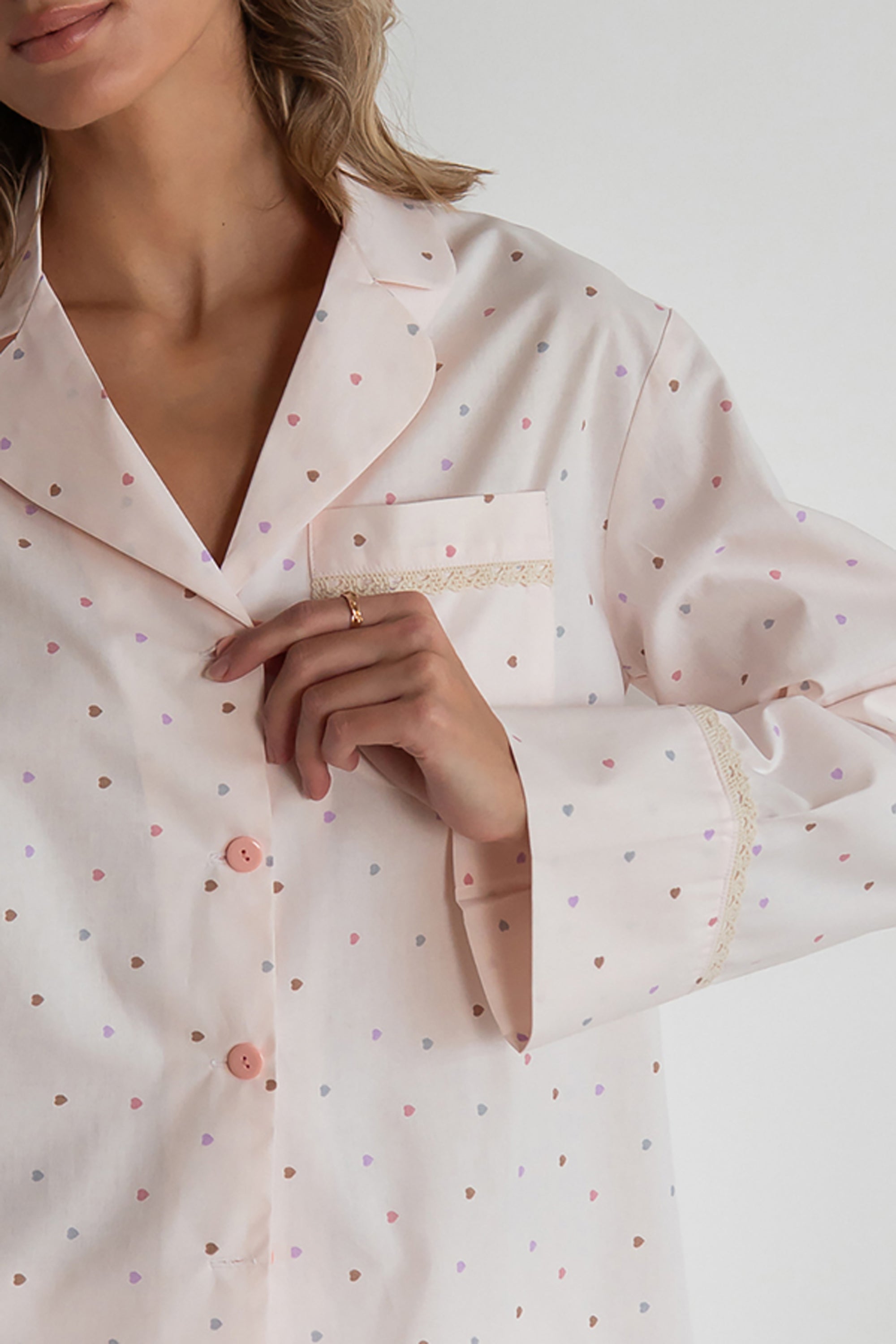 Хлопковая пижама с сердечками Love is HL0073-35-69