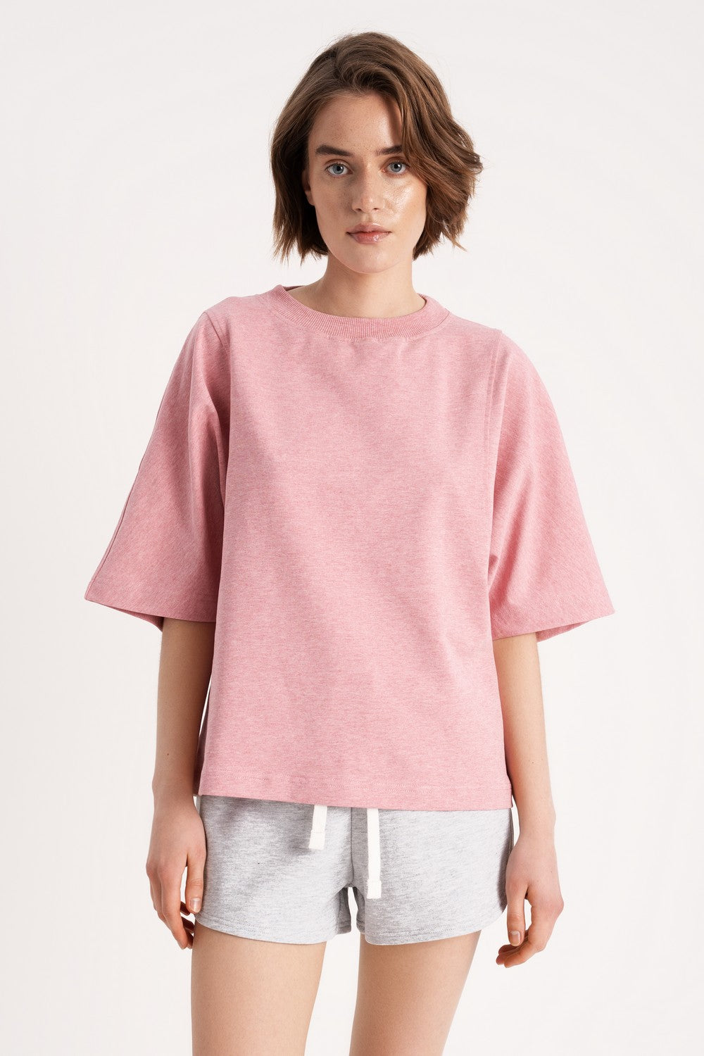 Хлопковая футболка оверсайз 2012-91 Paula rose melange