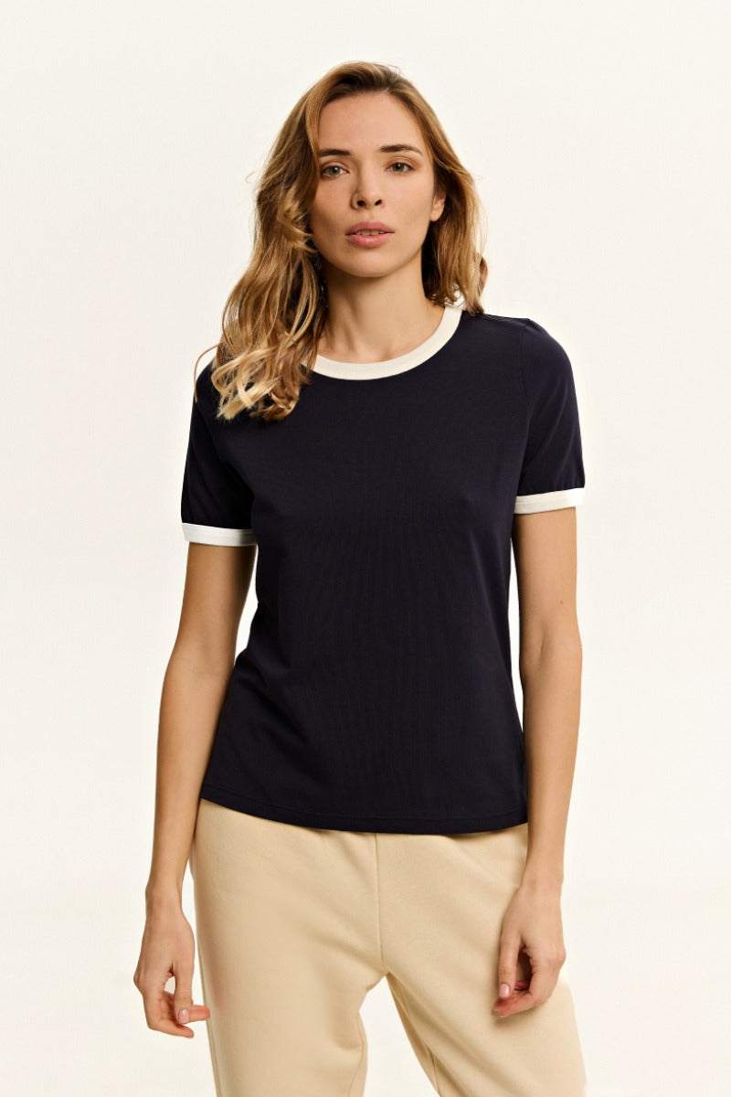 Хлопковая футболка с кантом L031 Tessa dark blue