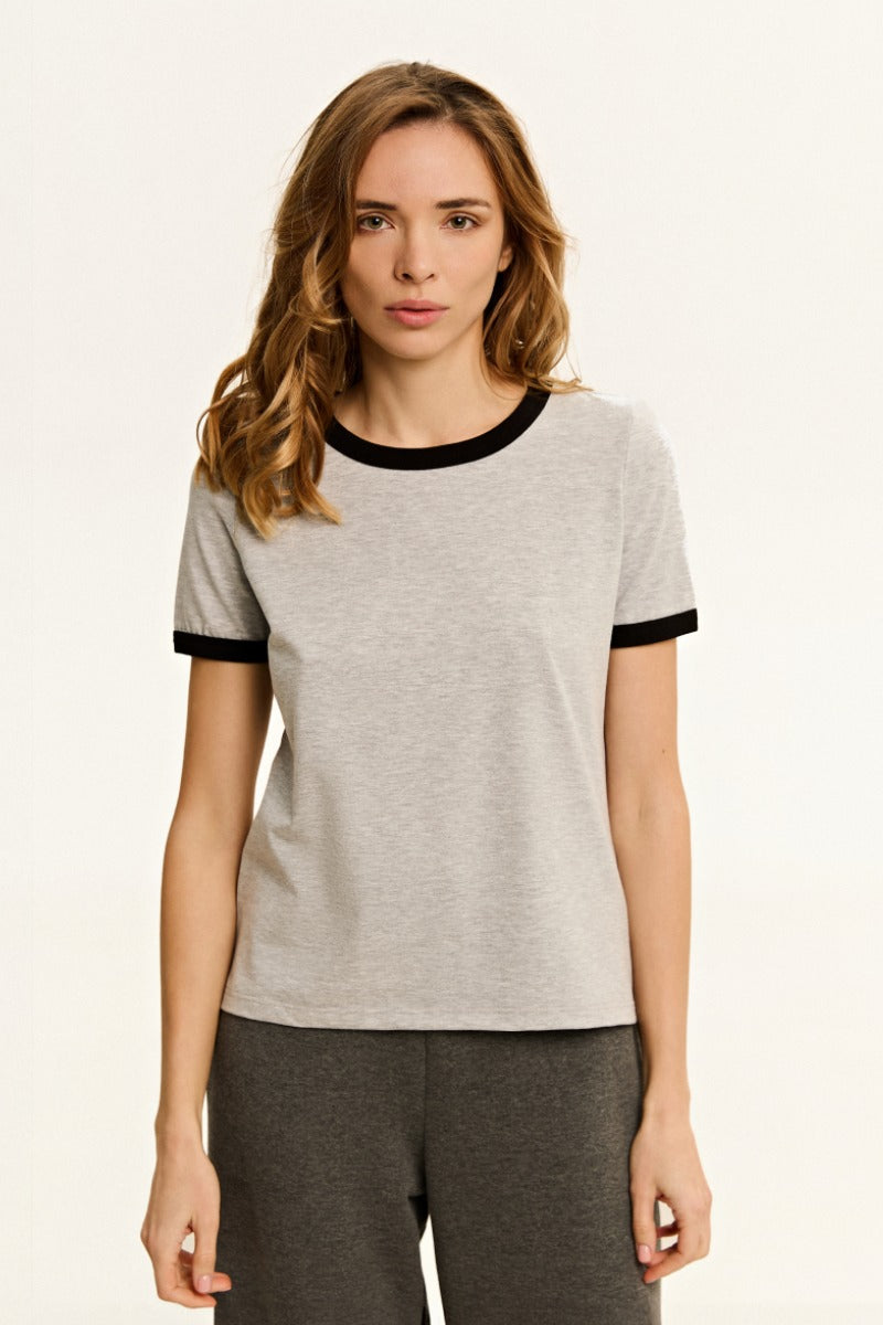 Хлопковая футболка с кантом L031 Tessa light melange