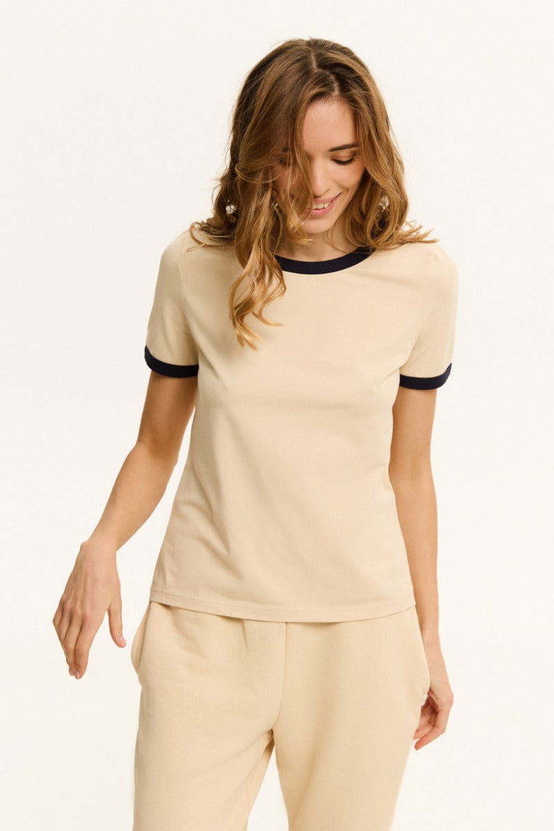 Хлопковая футболка с кантом L031 Tessa milk