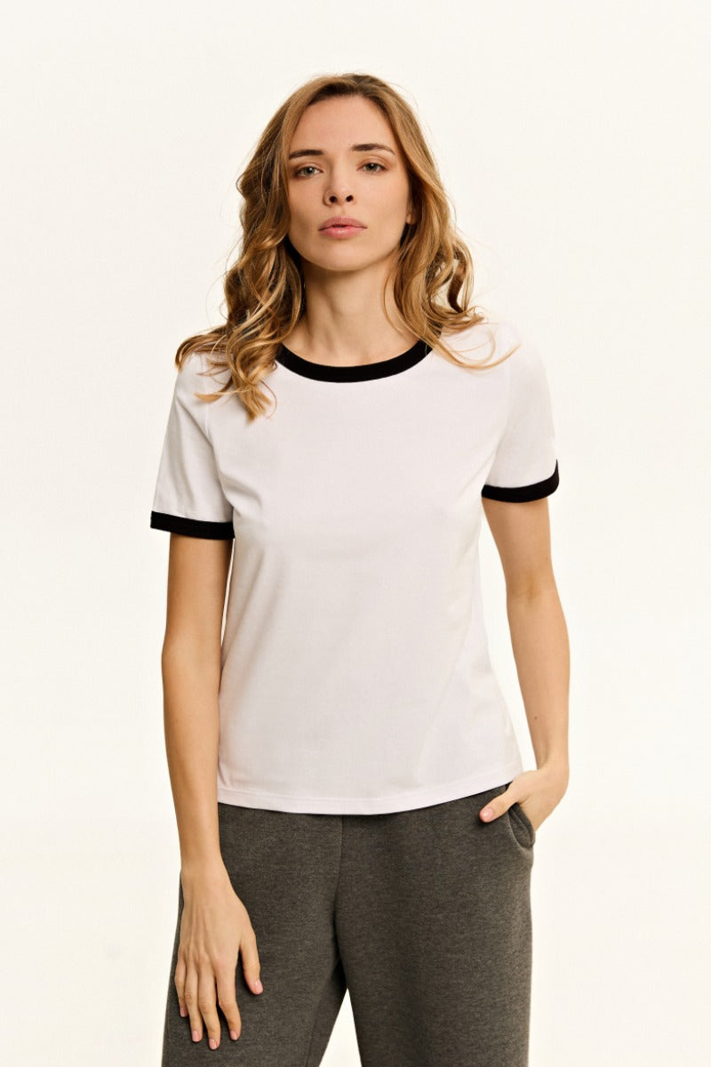 Хлопковая футболка с кантом L031 Tessa white
