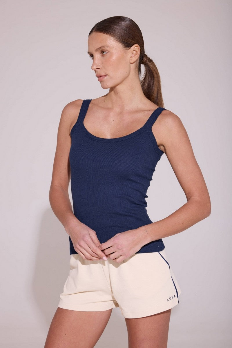 Майка в рубчик L044r dark blue