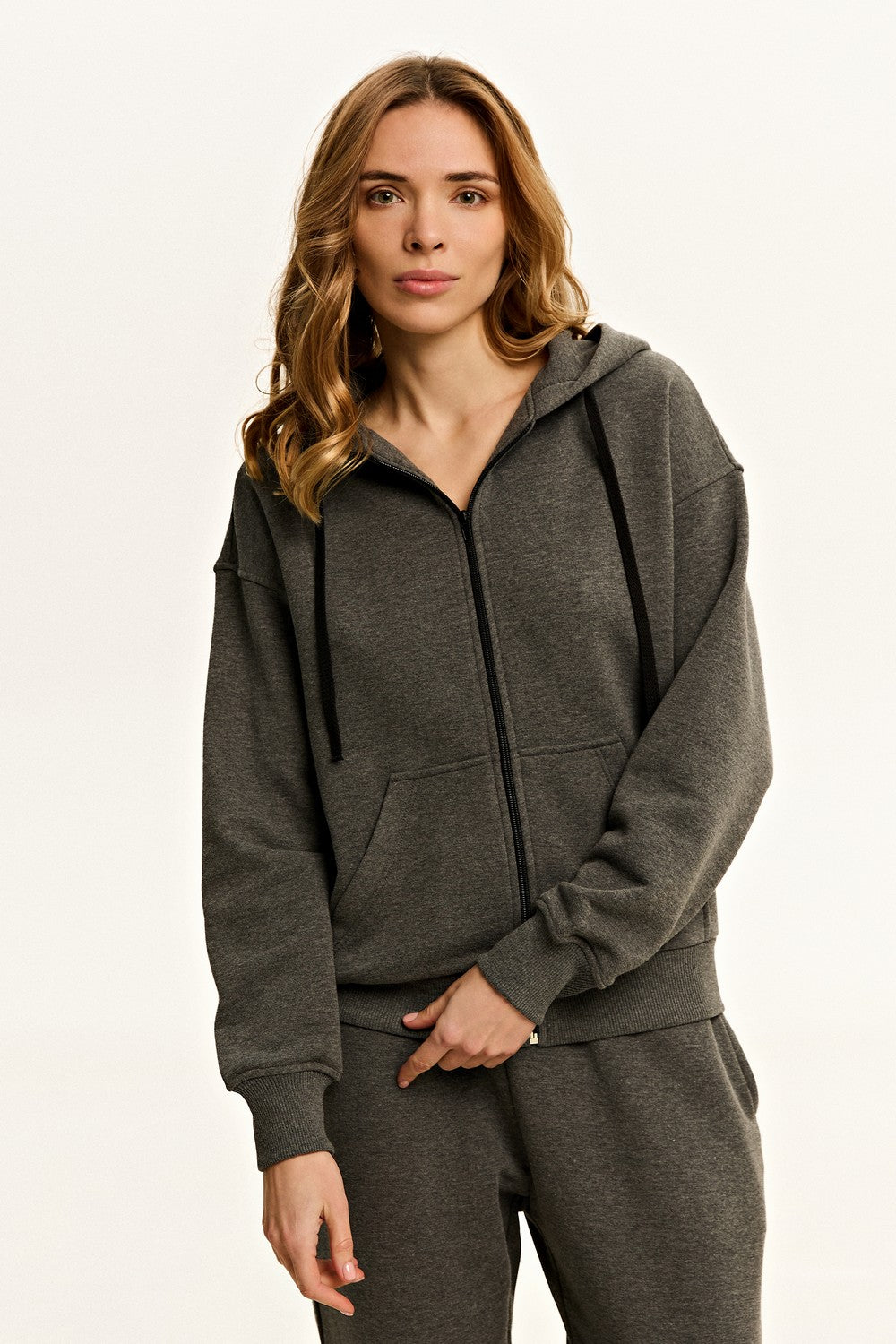 Худи на молнии LC-026h Karo dark melange