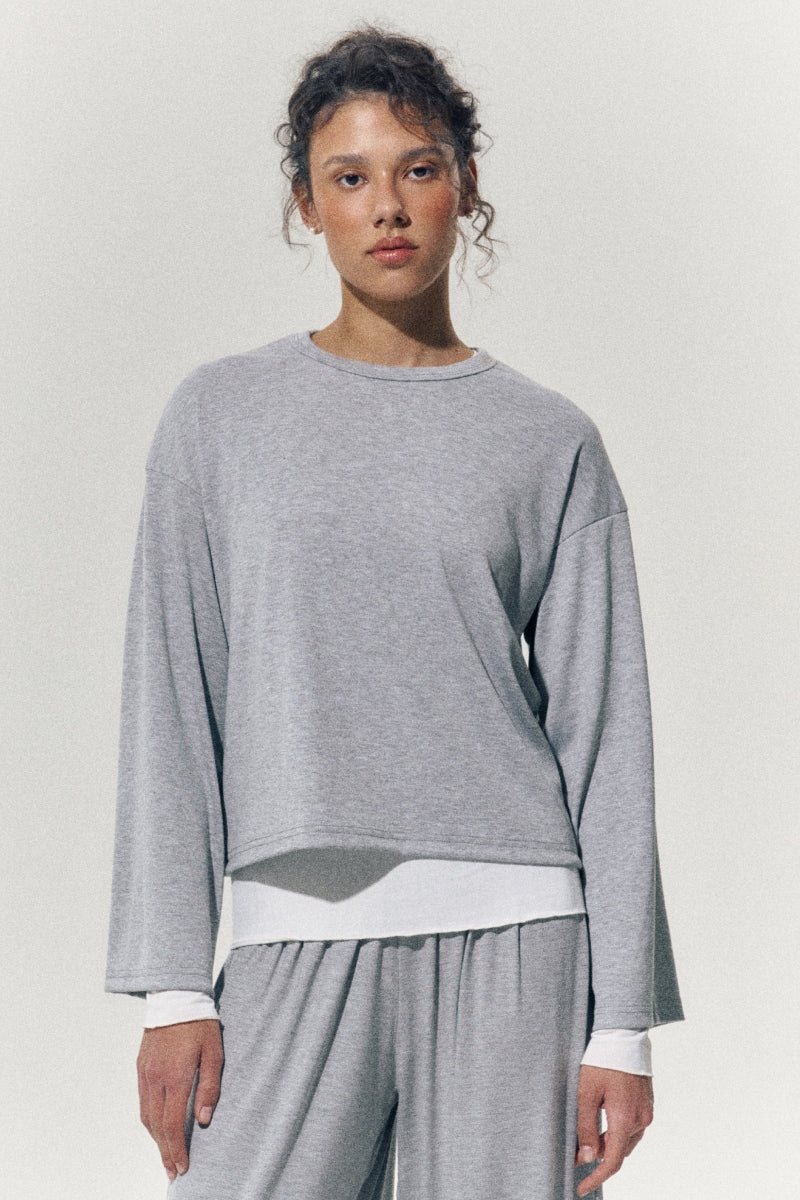 Лонгслив свободного кроя LC079 gray melange