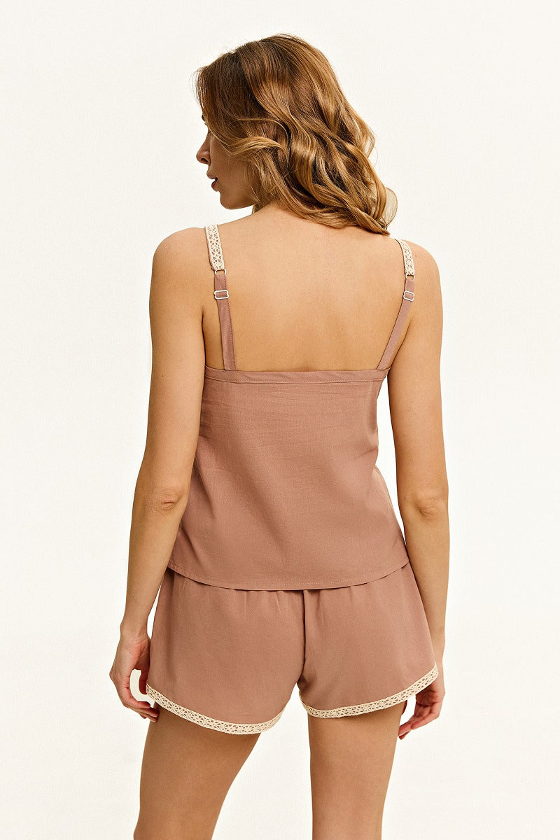 Хлопковая пижама с шортами LP-039 Tora latte