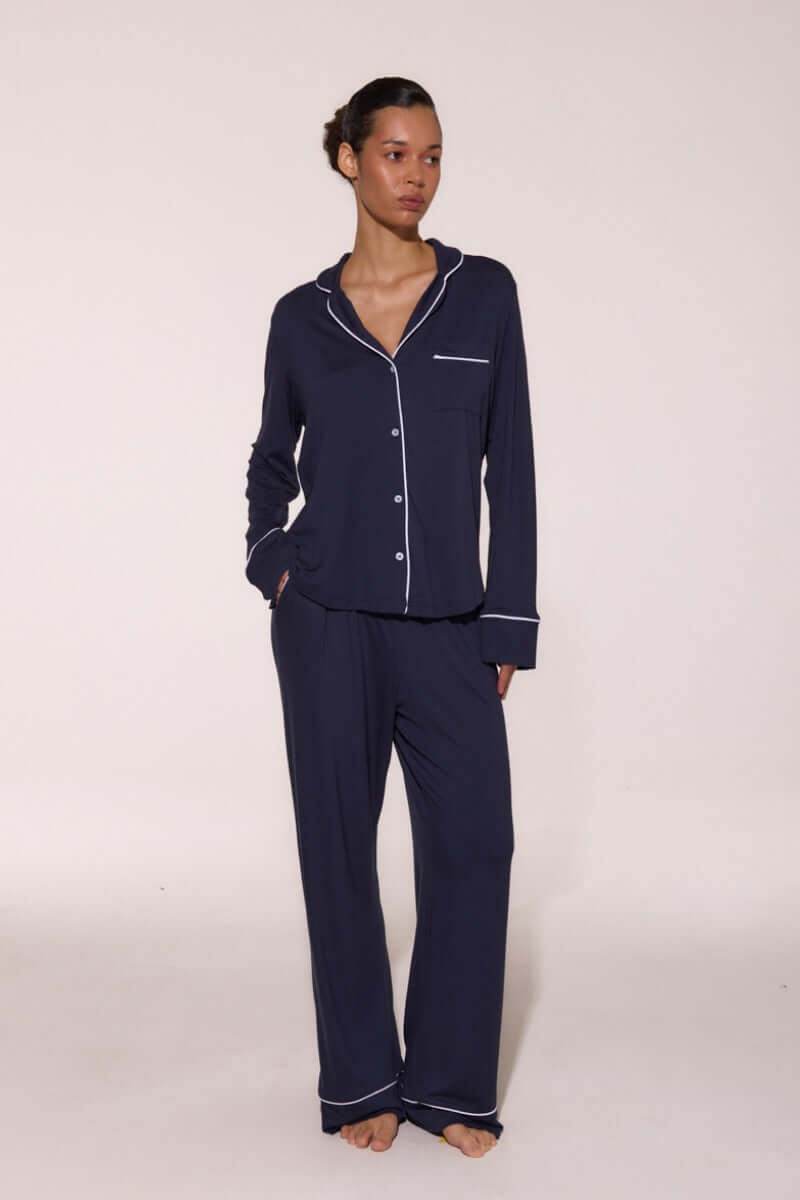 Пижама из вискозы с брюками LP-057 dark blue