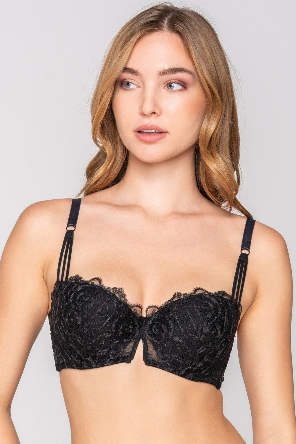 Мереживний бюстгальтер балконет Lilium 15702 black Luna Splendida