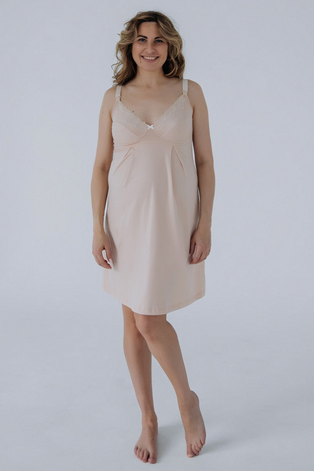 Ночная хлопковая сорочка для кормящих мам 24182 Soft&Lace frappe
