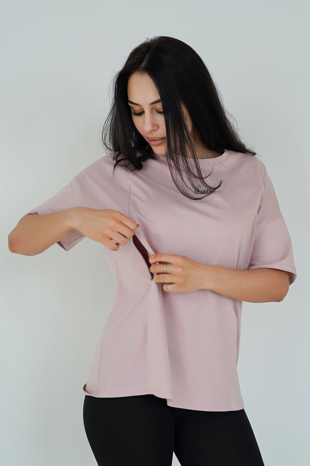 Хлопковая футболка для кормящих мам 24303 Bloom powder