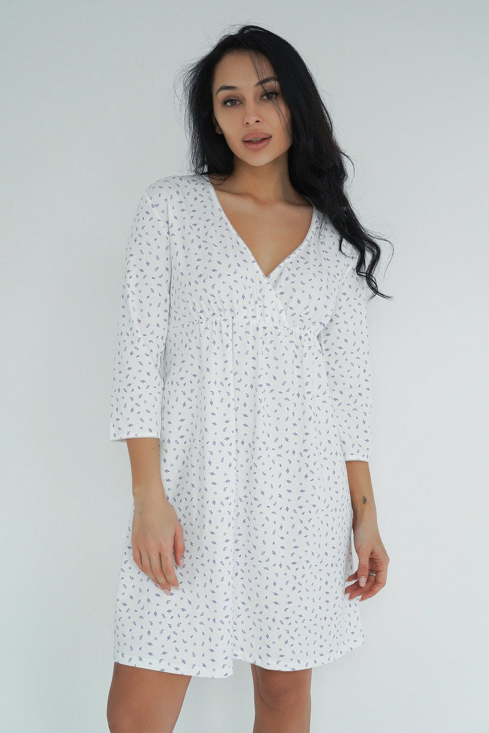 Сорочка для беременных и кормящих мам 25203 milk/purple