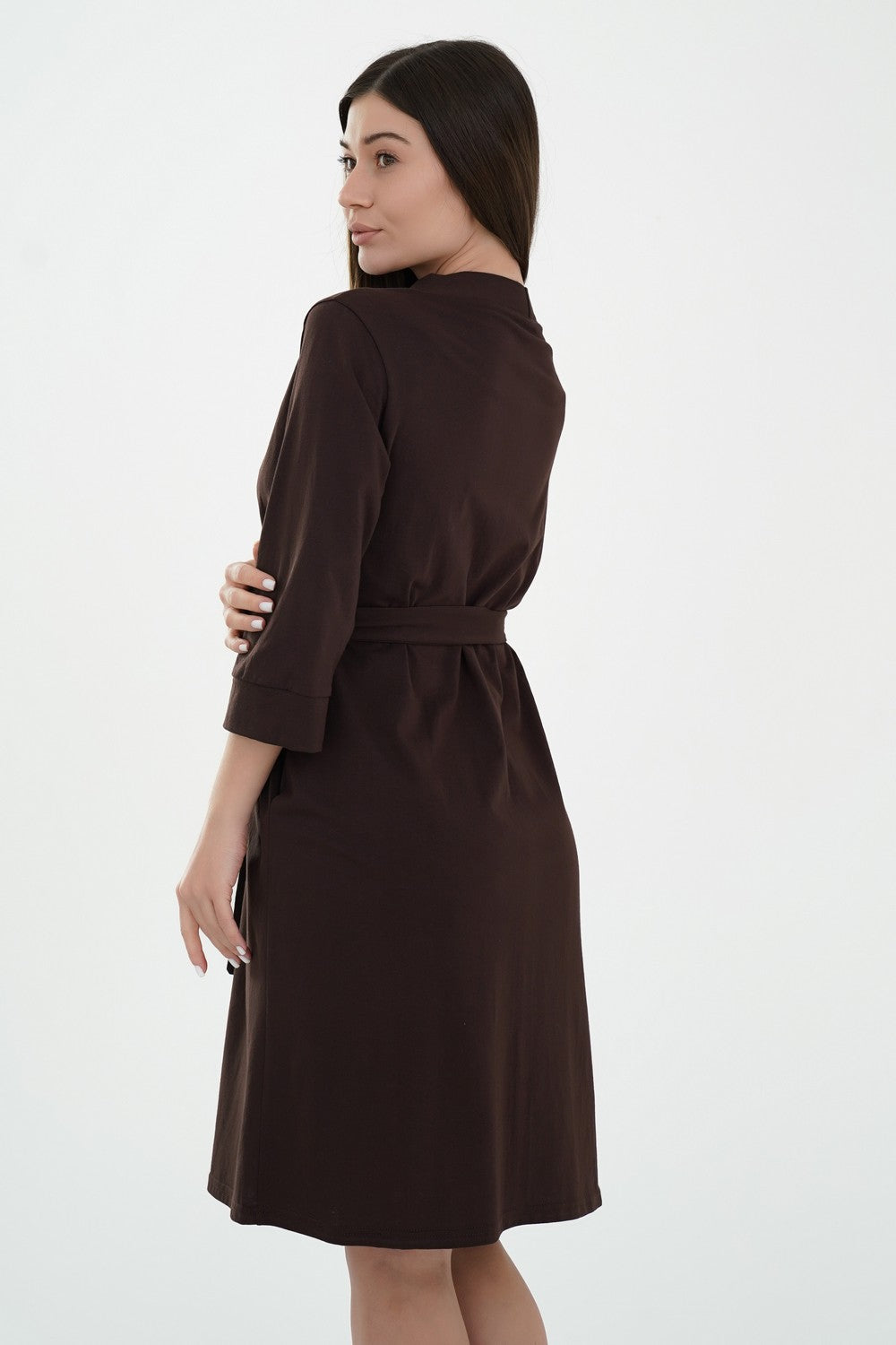 Бавовняний халат для вагітних 25316 chocolate