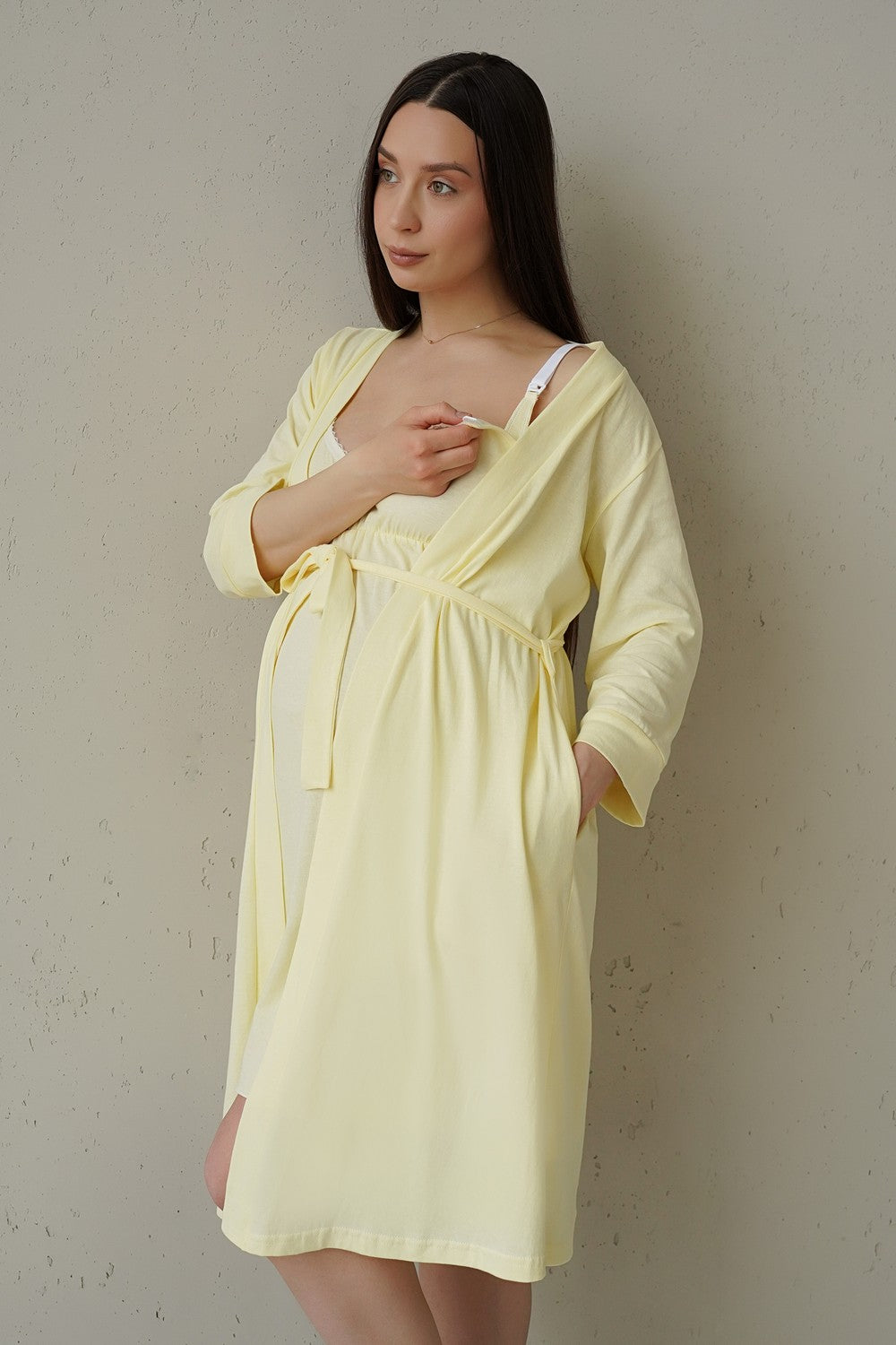 Хлопковый халат для беременных 25316 Smart Care pastel yellow