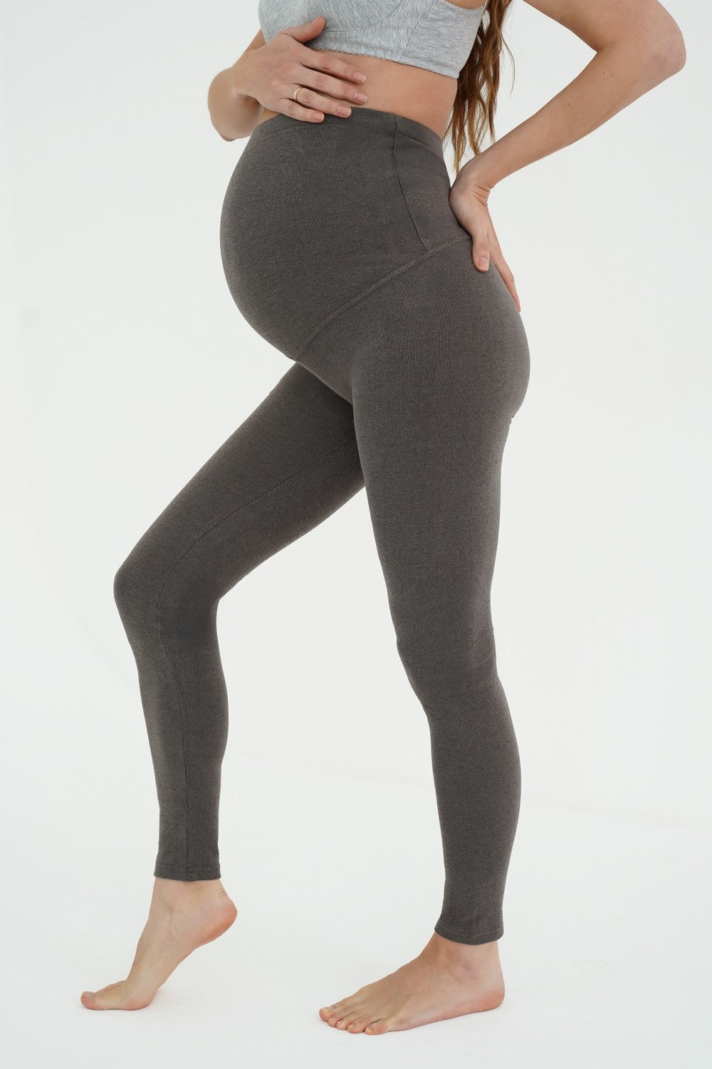 Термолеггінси для вагітних 690 gray brown