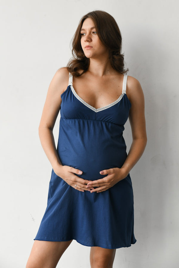 Ночная сорочка для беременных и кормящих мам 24133 indigo