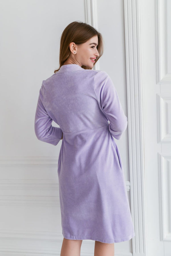 Велюровый халат для беременных и кормящих мам 25400 lilac