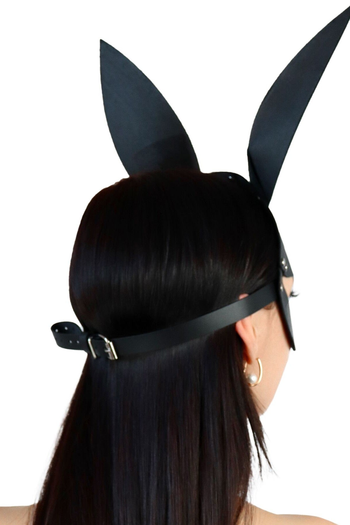 Кожаная маска Bunny black SO9644