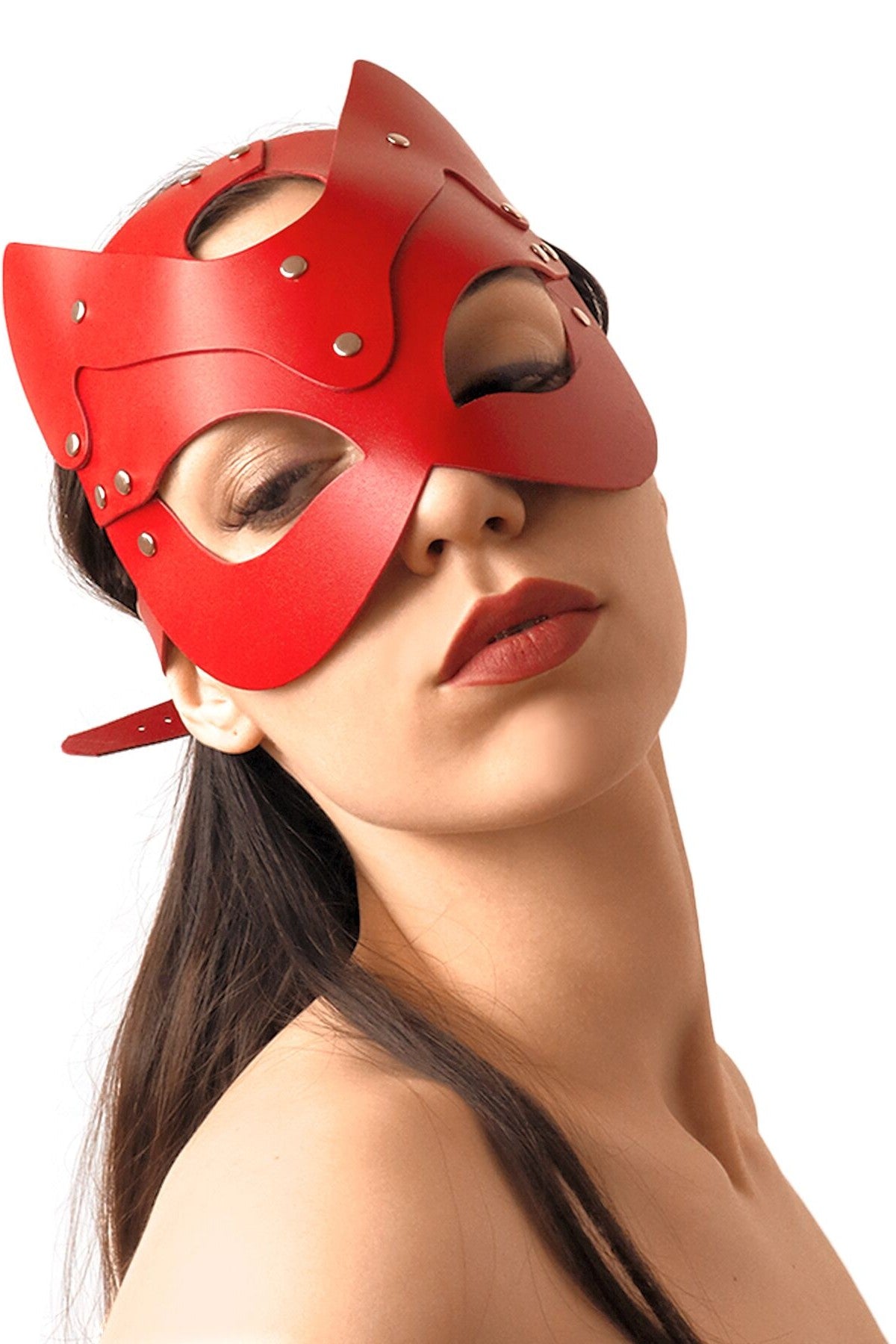Кожаная маска Cat red SO7769