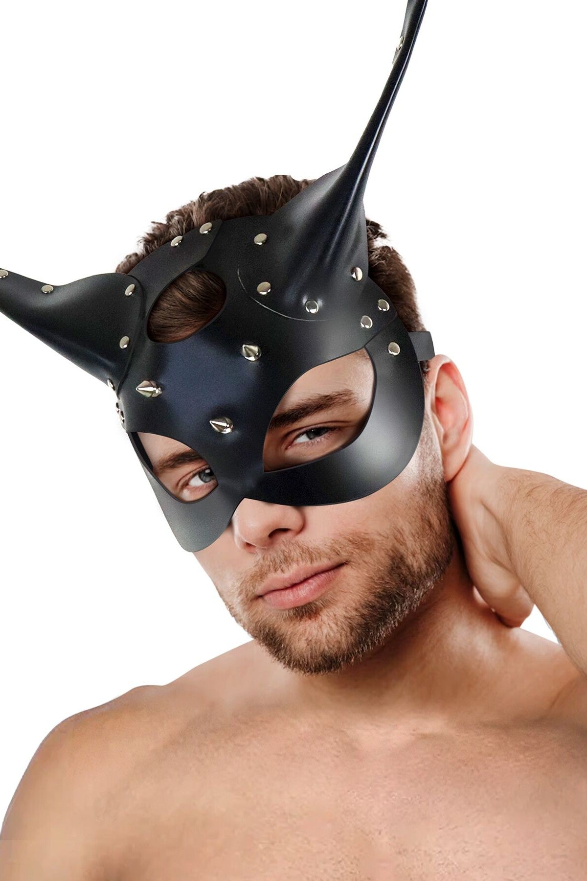 Кожаная маска Lucifer black SX0669