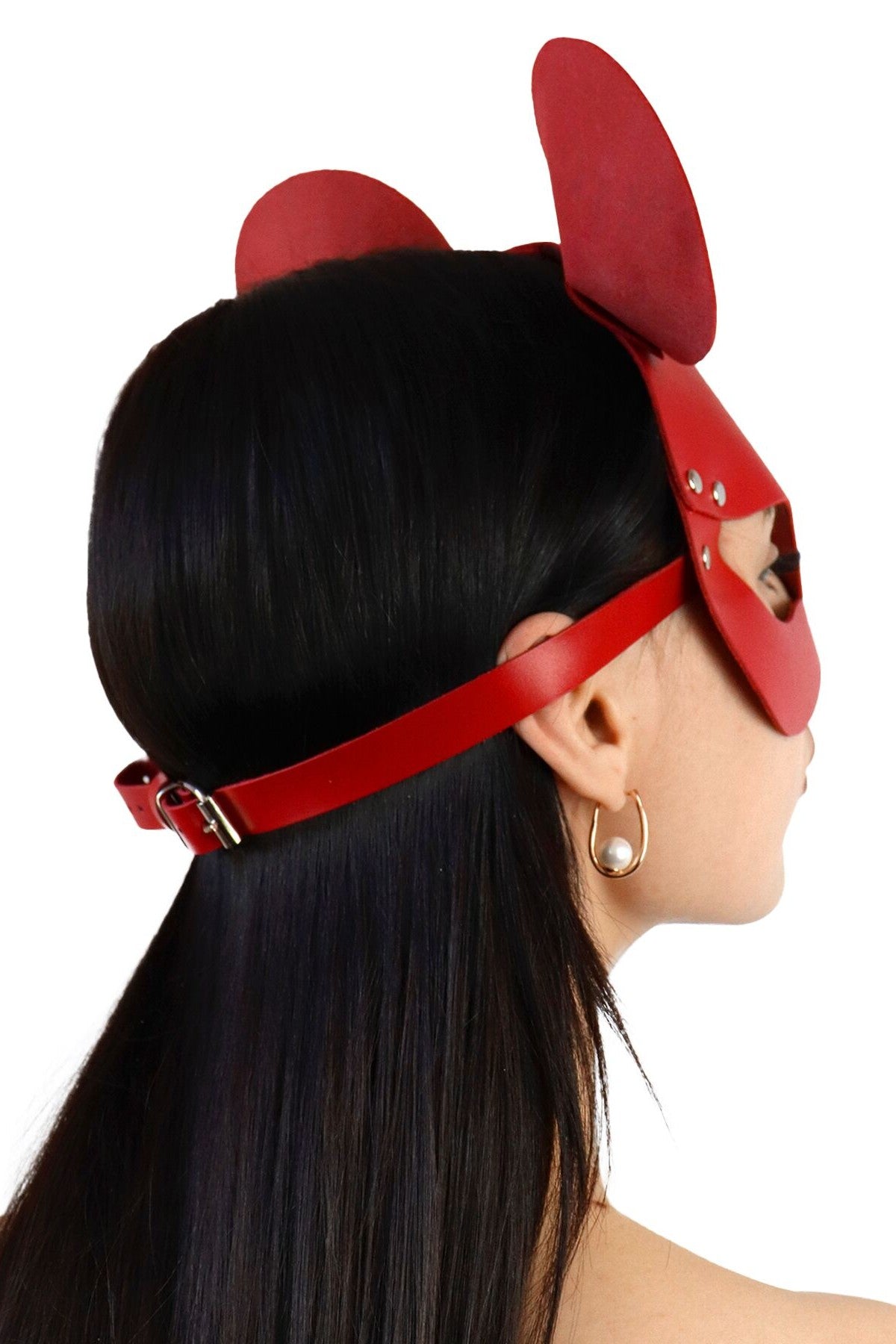 Кожаная маска Mouse red SO9650