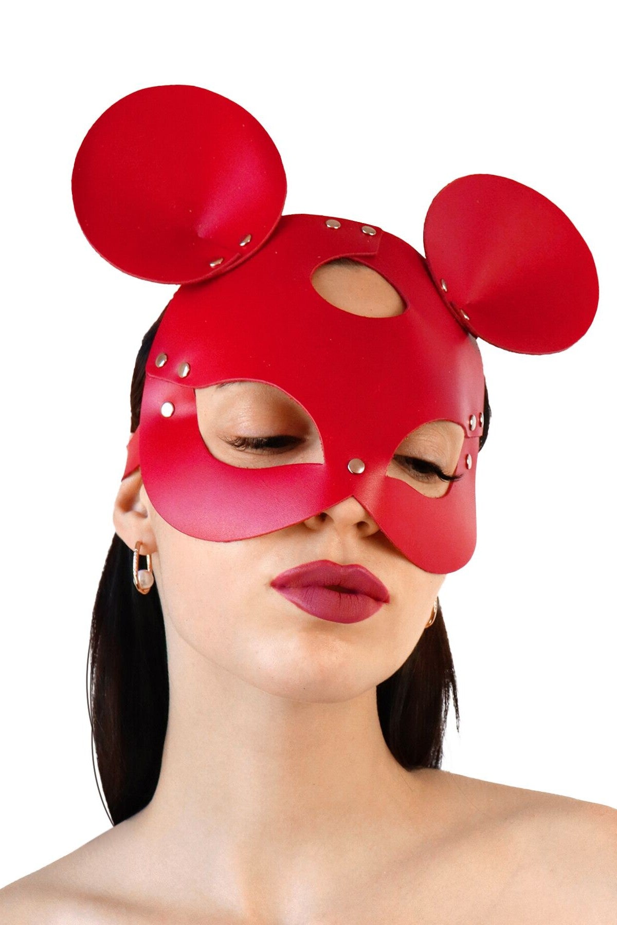 Кожаная маска Mouse red SO9650