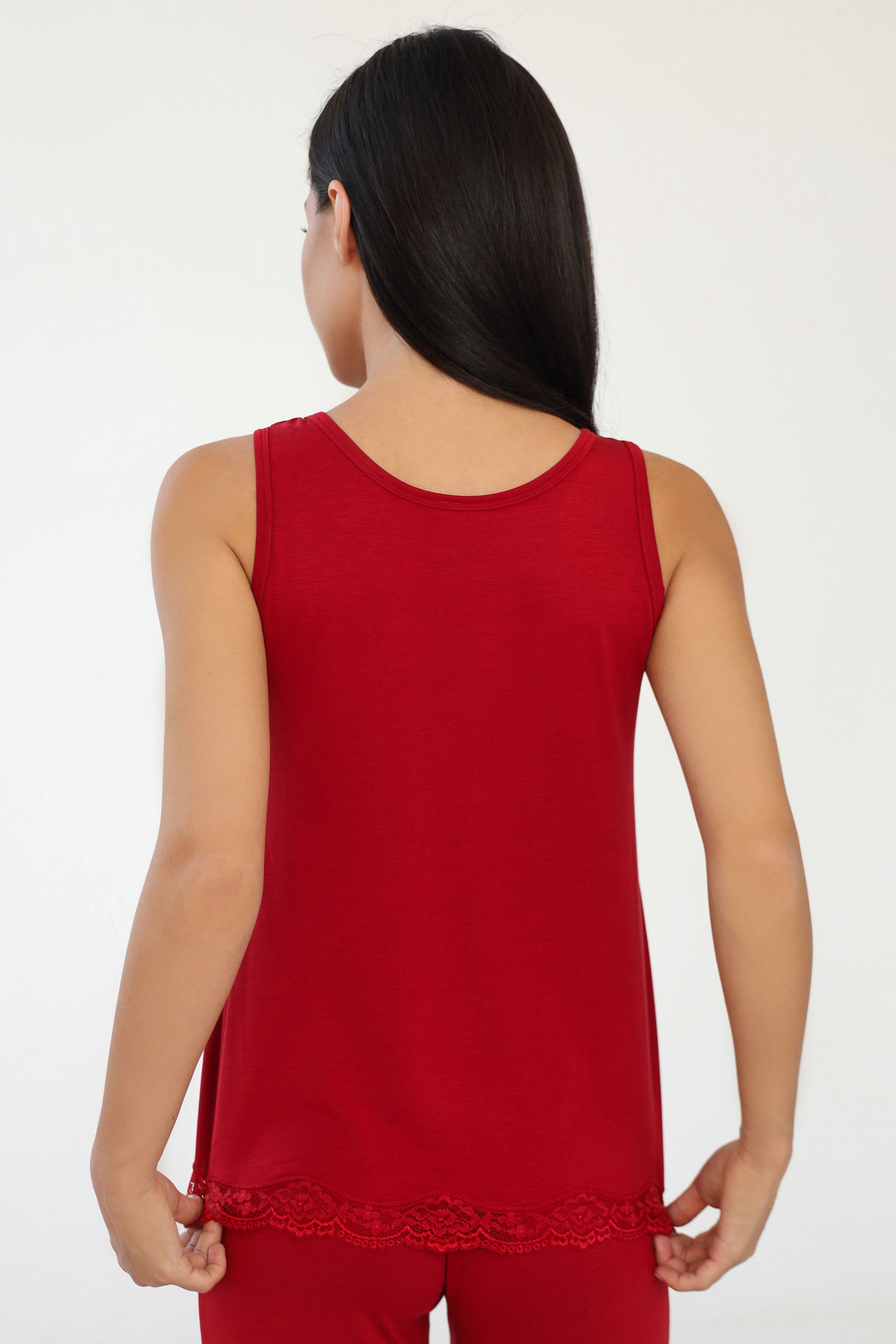 Піжамна майка з модалу 24088 bordo