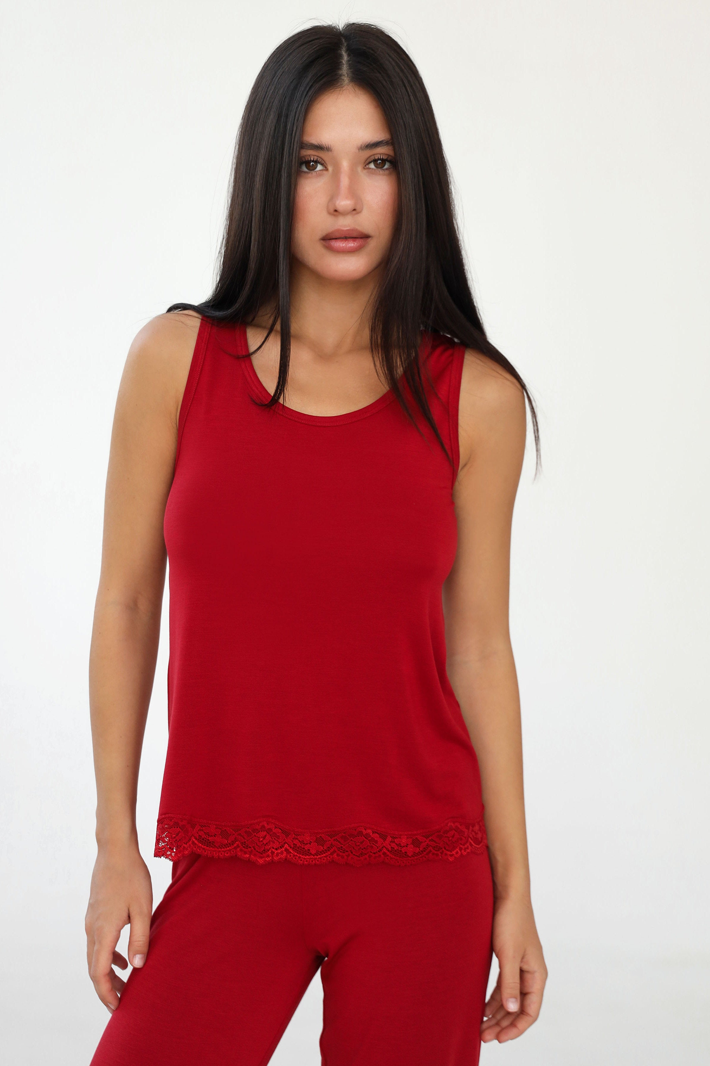 Піжамна майка з модалу 24088 bordo