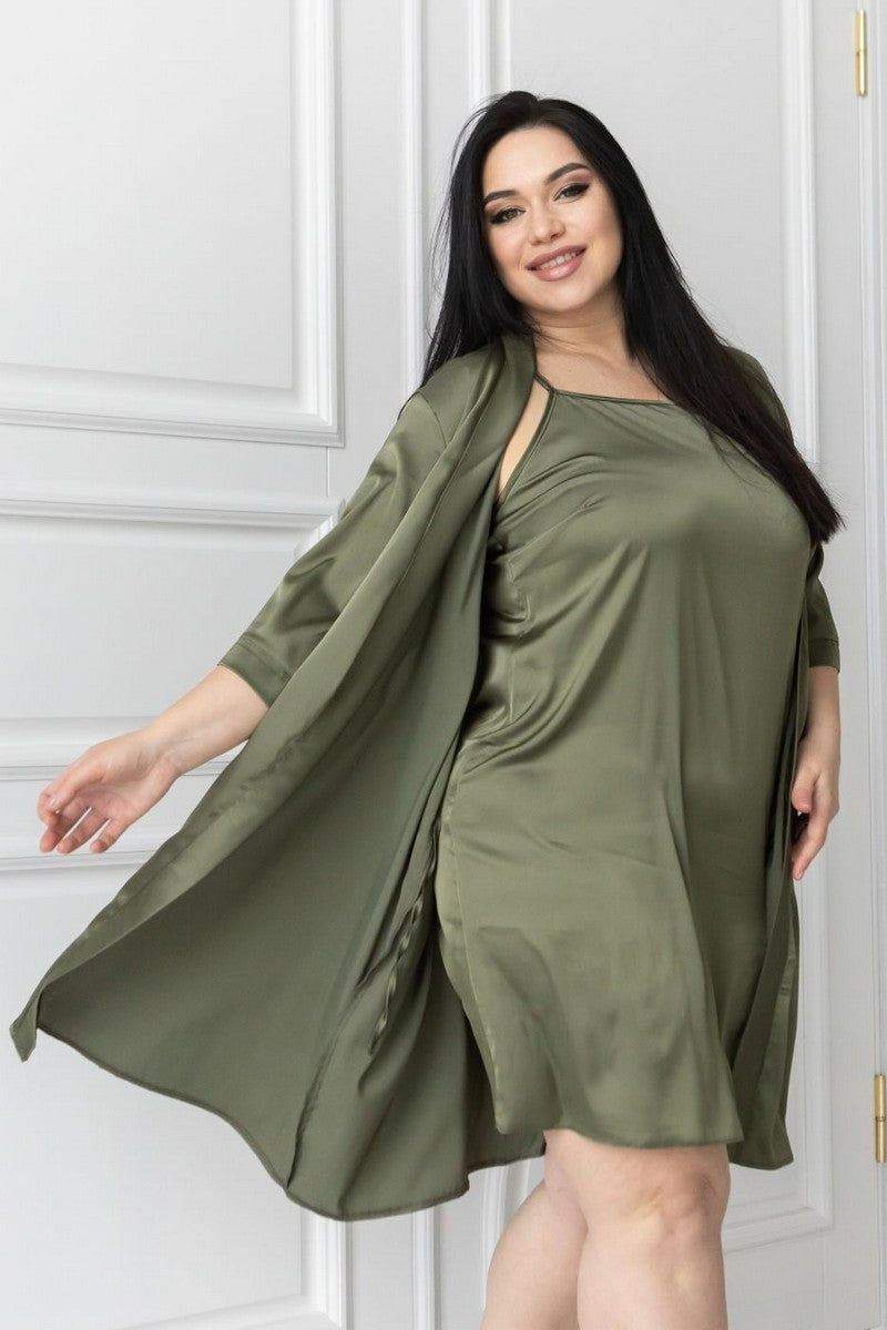 Шелковый домашний комплект К1021н khaki