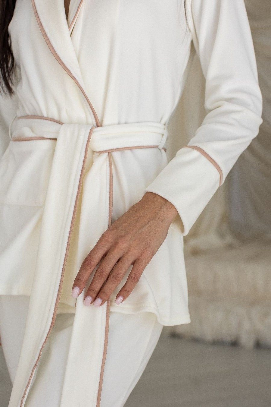 Велюровий домашній комплект Ка1424 ivory