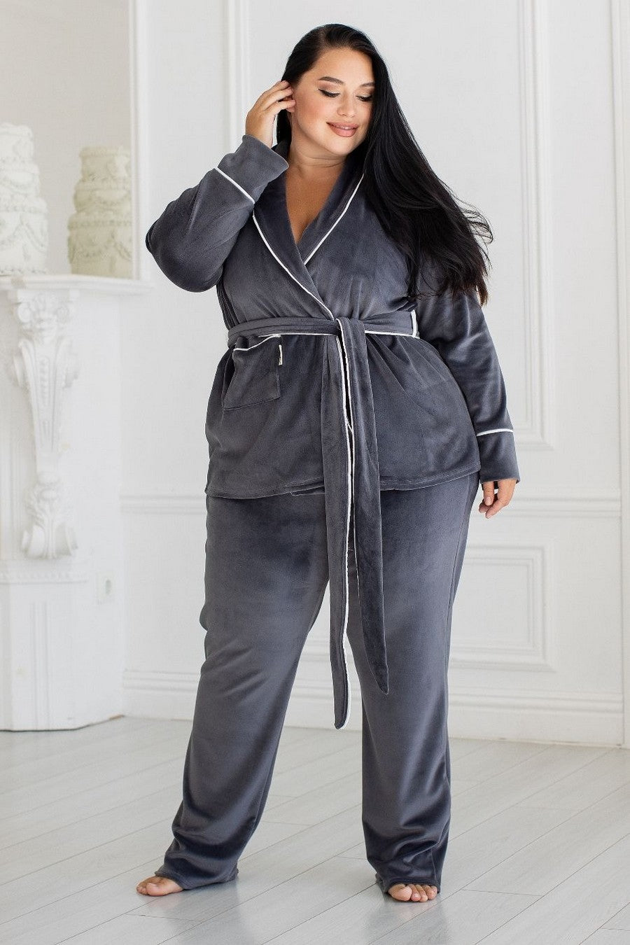 Велюровый домашний комплект Кг1424 graphite