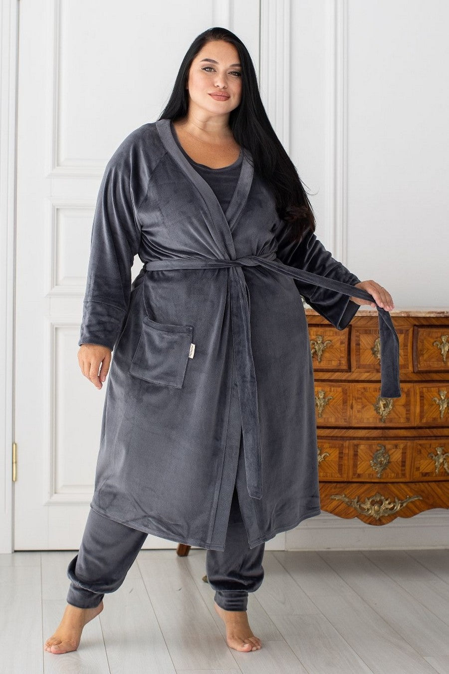 Домашний комплект из велюра Кг1580 graphite